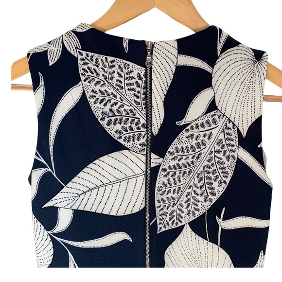 Roz & Ali Dress w Silver Metal Y2K Back Zipper & Oversized Botanical Print sz 2P - Picture 7 of 14